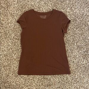 Tahari Brown Fitted Cap Sleeve T-Shirt